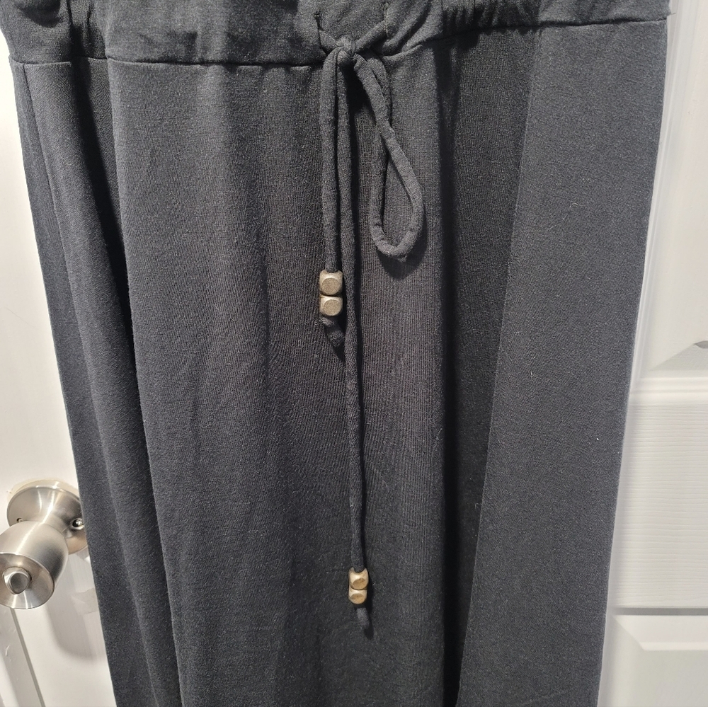 Athleta Women Black Halter Maxi Dress Size L Adjustable Waist Casual Travel Summ - Picture 5 of 16